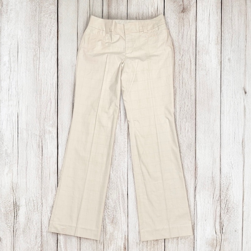 Gap Women’s Light Beige Plaid Curvy Fit Flared Leg Pants Sz 8 Long NWT